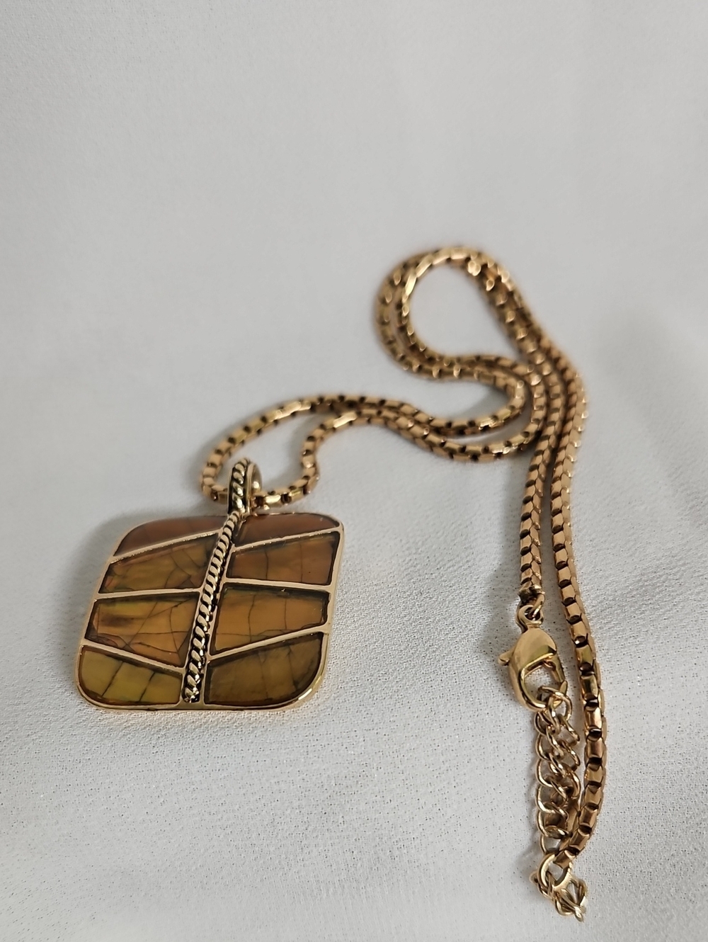 Monet Geometric Pendant Necklace in Gold & Brown Like New